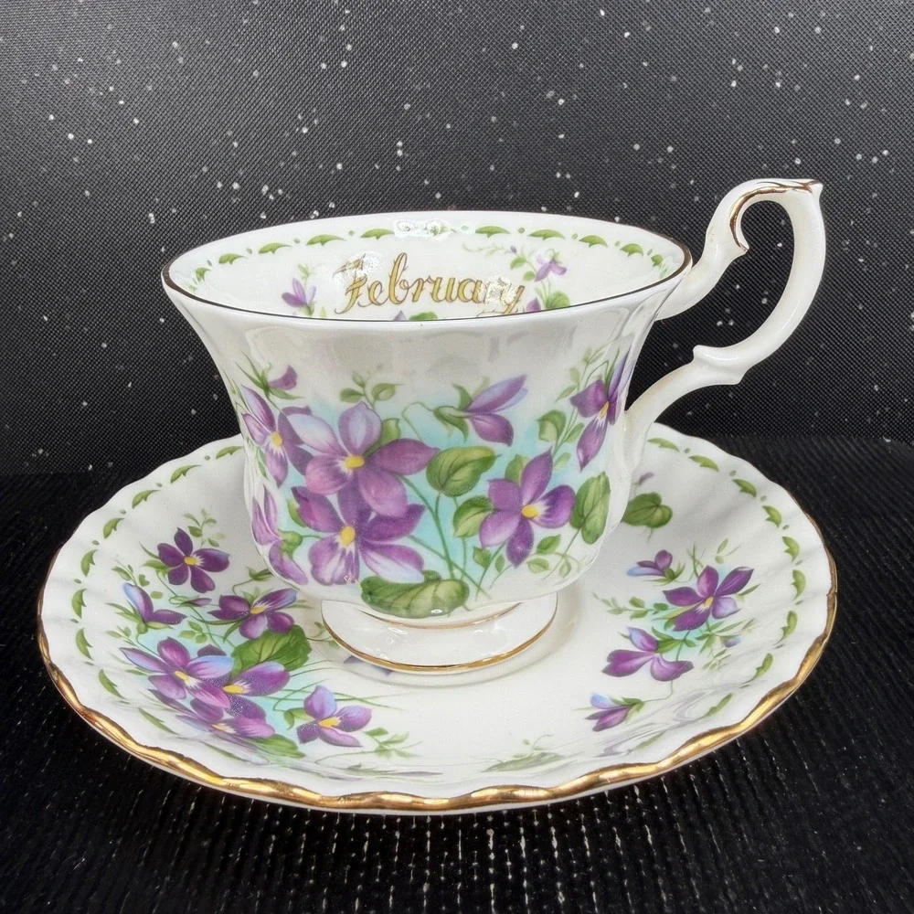 Royal Albert February Violets Flower of the Month Teacup and Saucer Set England